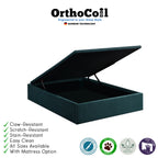OrthoCoil 12"/14"/16" Depth Storage Bed Base Pet Friendly Scratch-Resistant Fabric - With Mattress Add-On