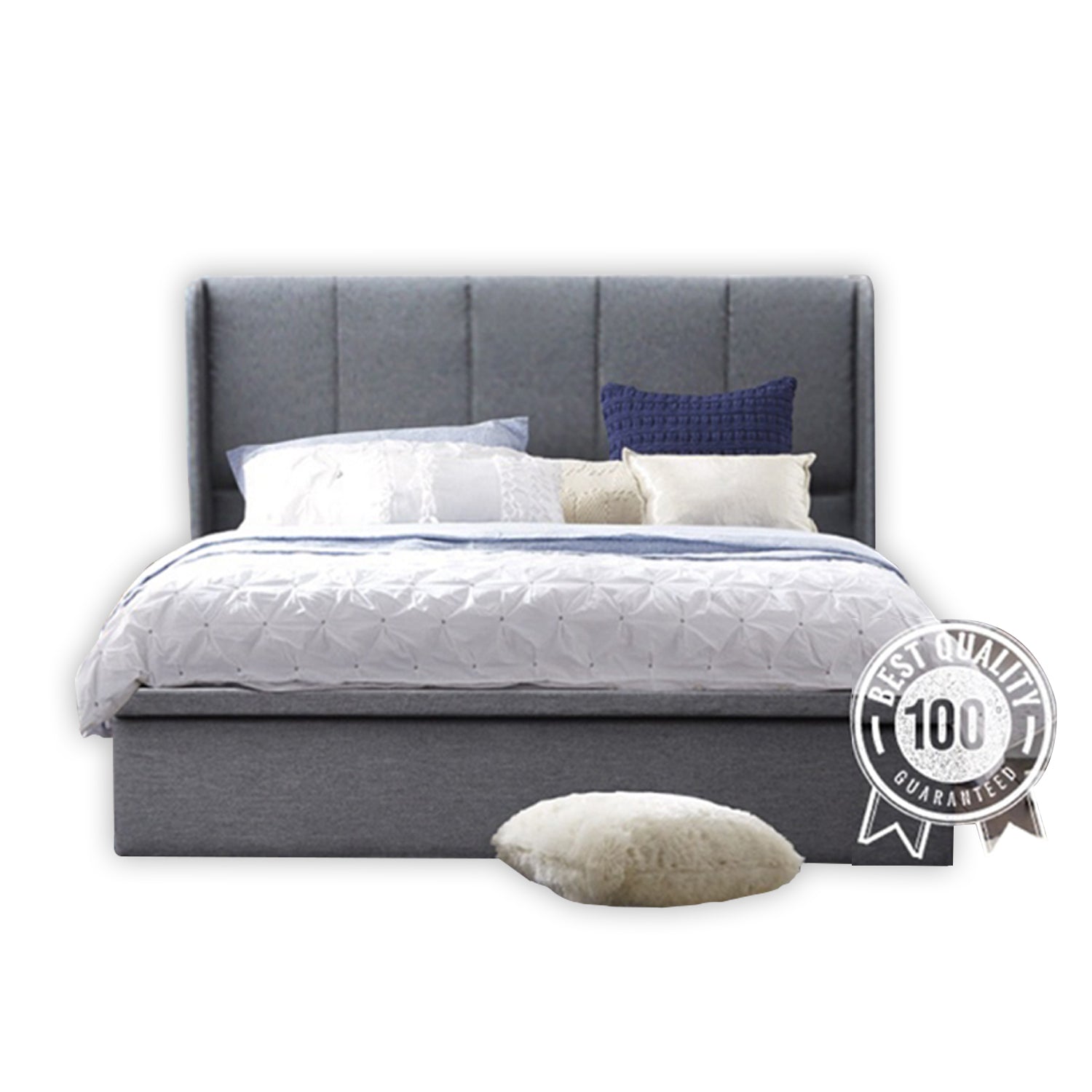 OrthoCoil Vannes Storage Bed Frame Pet Friendly Fabric/Faux Leather - With Mattress Option