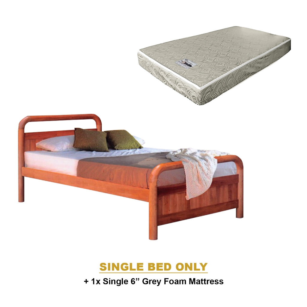 Nimfa Pull-Out Bed Single/Super Single Solid Rubberwood BedFrame w/ Mattress Option