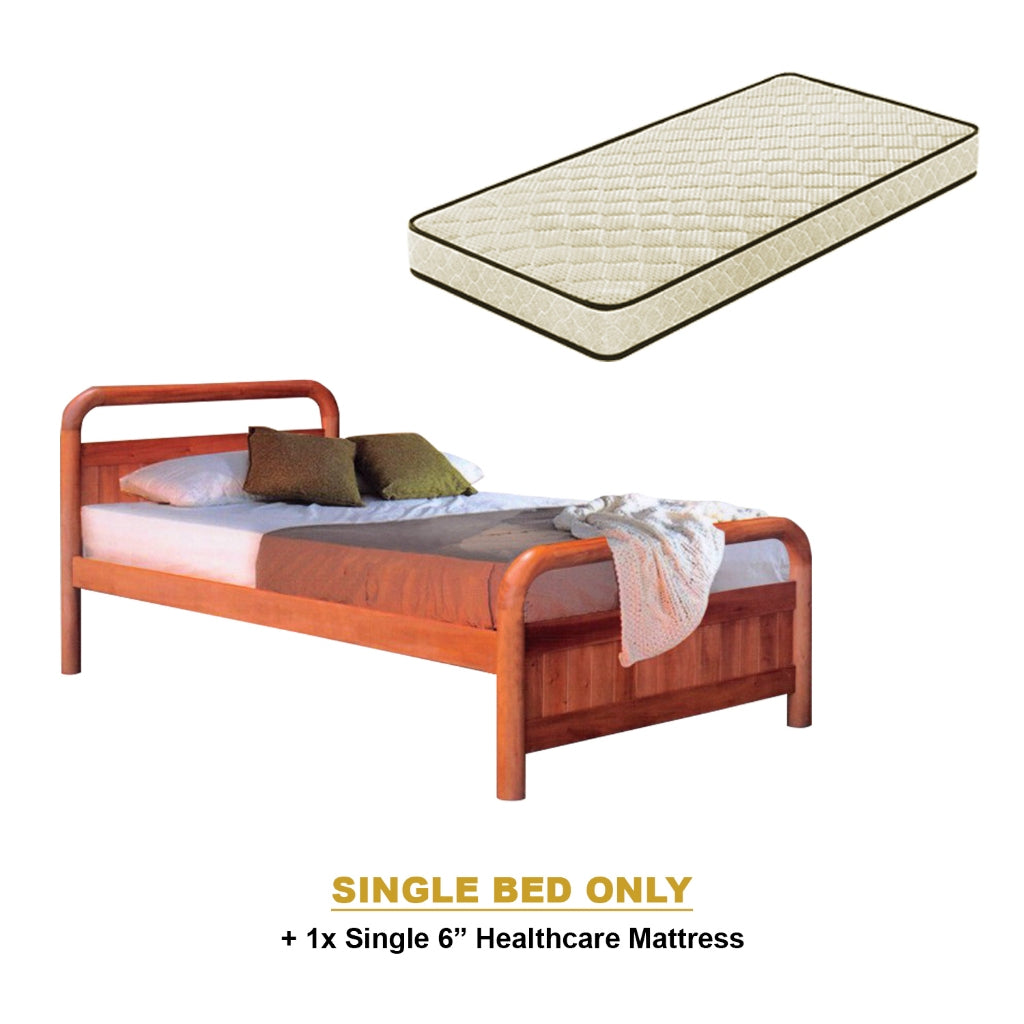 Nimfa Pull-Out Bed Single/Super Single Solid Rubberwood BedFrame w/ Mattress Option