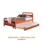 Nimfa Pull-Out Bed Single/Super Single Solid Rubberwood BedFrame w/ Mattress Option