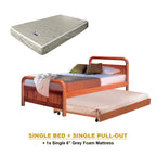 Nimfa Pull-Out Bed Single/Super Single Solid Rubberwood BedFrame w/ Mattress Option