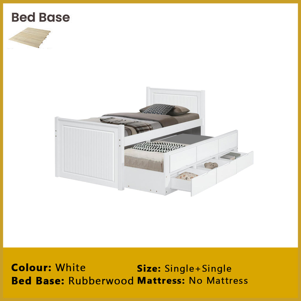 Nommi Single / Super Single Pull-Out Bed Frame with Drawers