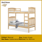 Lincy Single  Bunk Bed Double Decker Bed Frame Solid Rubberwood