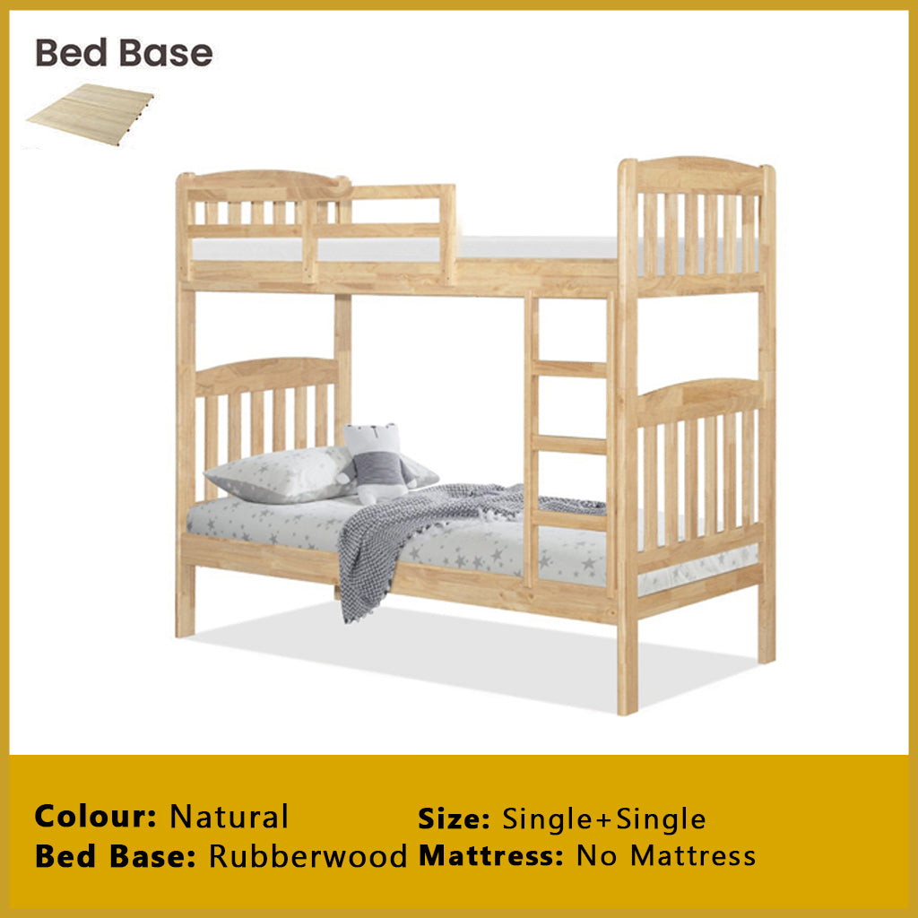 Lincy Single  Bunk Bed Double Decker Bed Frame Solid Rubberwood