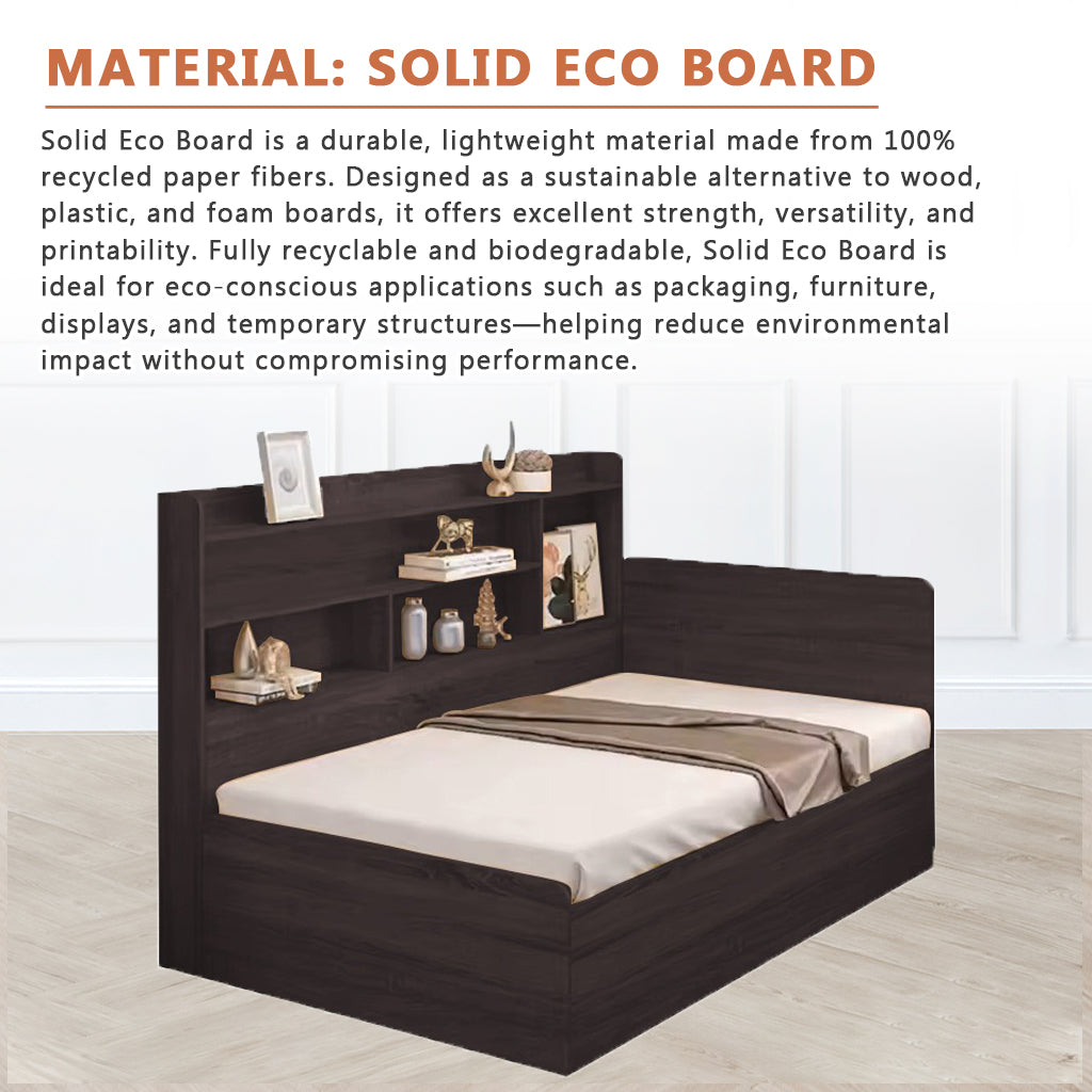 Tyrell Storage Bed / Fully Laminated Eco Board in 4 Colour - w/ Mattress Option