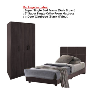 Toluca Bedroom Set Series 9 Includes Wardrobe/Bed Frame/Mattress In Single And Super Single Size.Free Installation