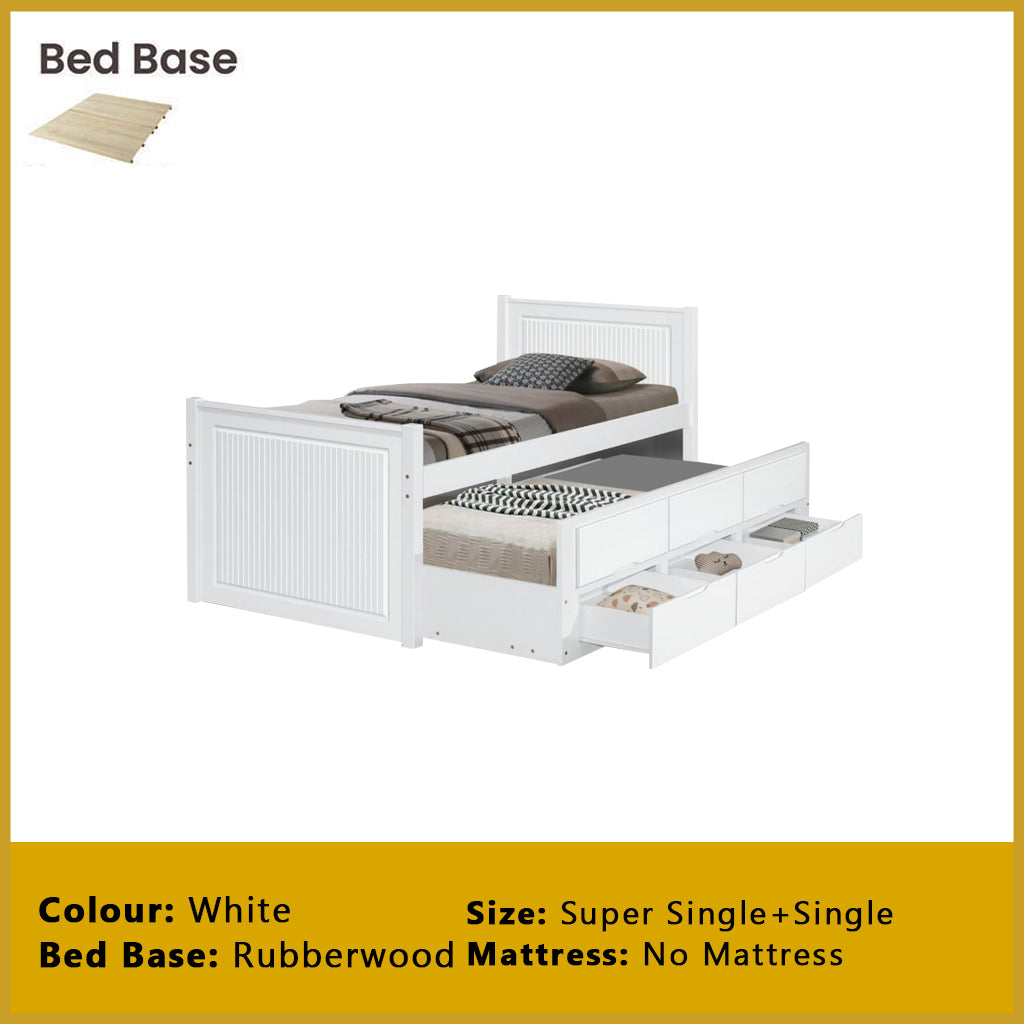 Nommi Single / Super Single Pull-Out Bed Frame with Drawers