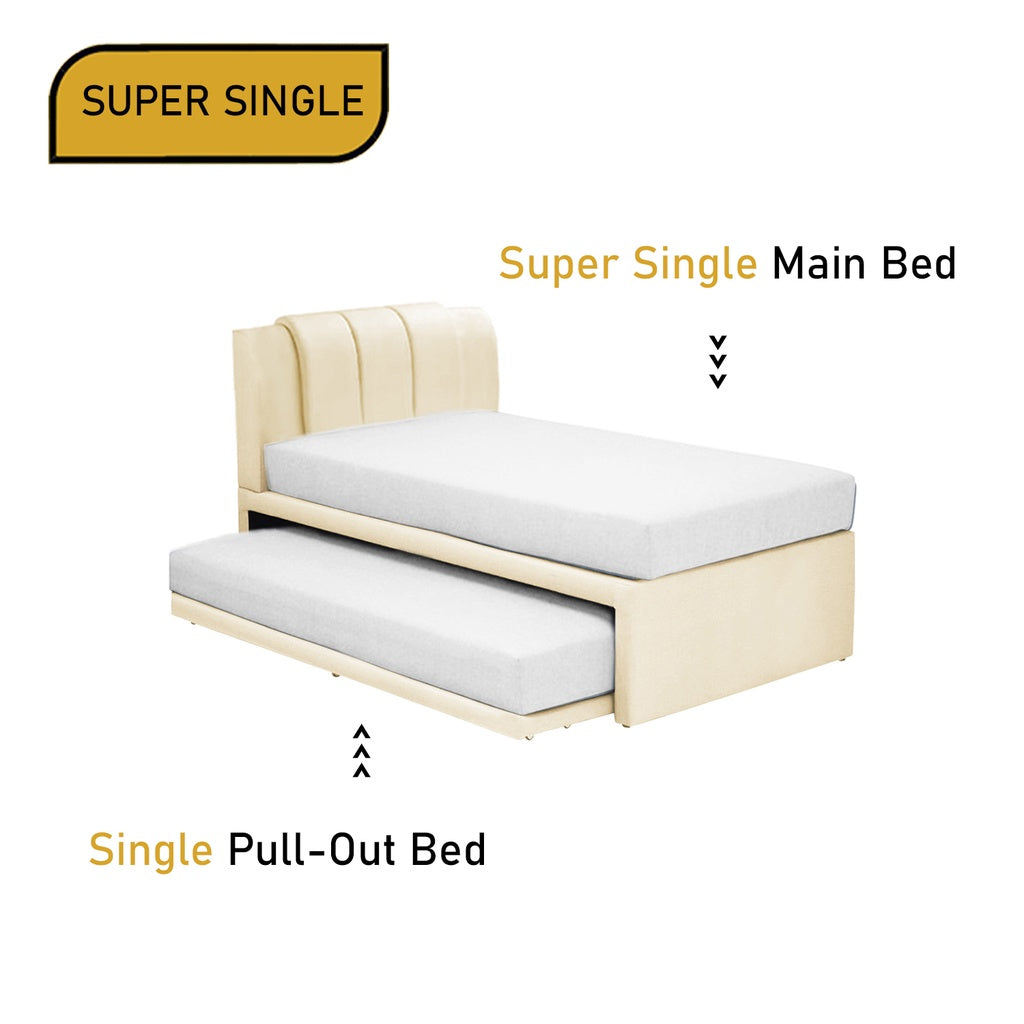 Carlin Single and Super Single Pull Out Bed Frame with Optional Mattress Add On in 5 Colours