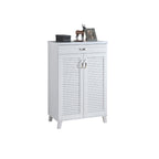 Peony Shoe Cabinet in 2-Door 4 Layers Shelves and 1 Drawer in White Colour