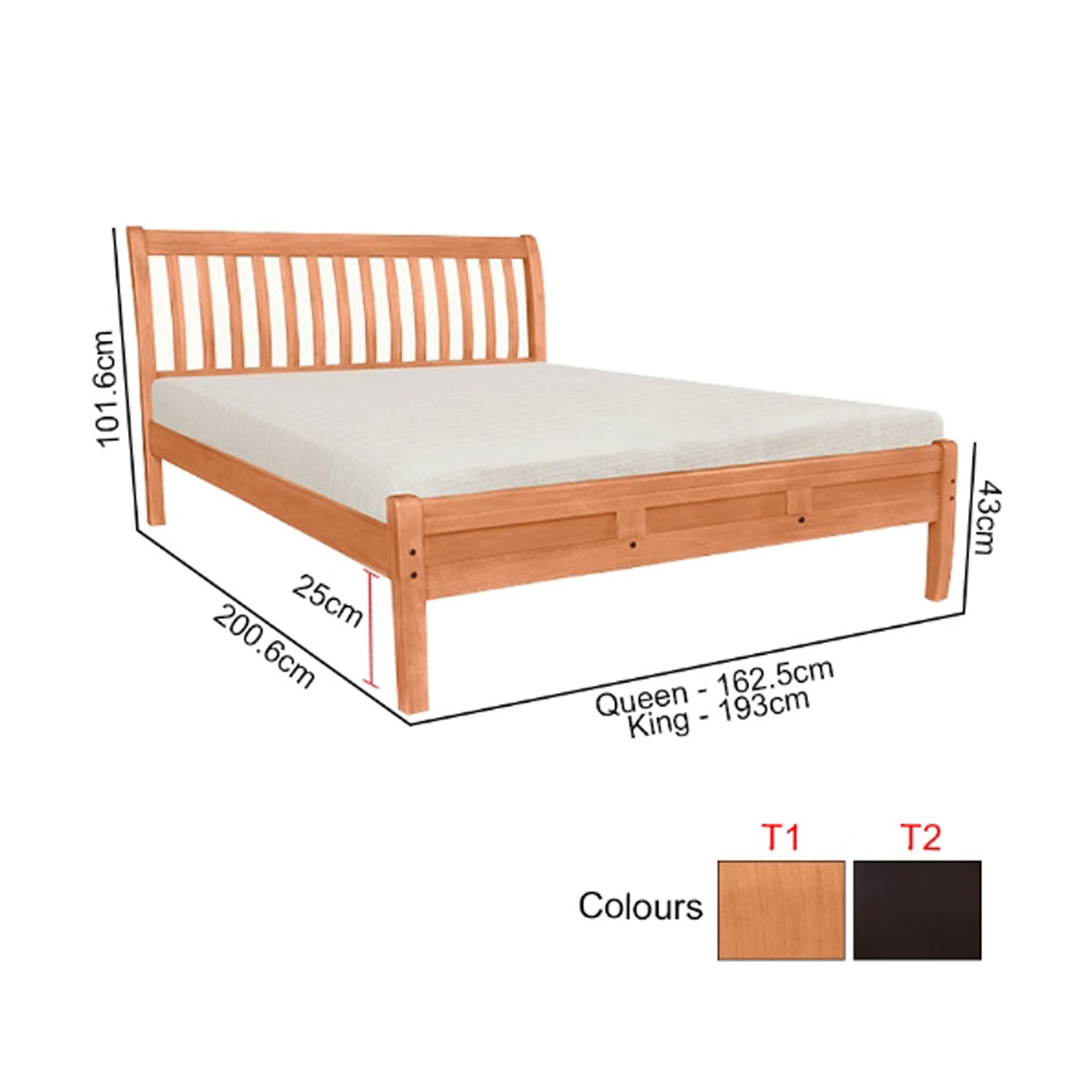Gianna Series T Wooden Bed Frame Queen and King Size