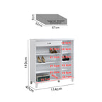Peony Shoe Cabinet in 3-Door 9 Layers Shelves and 1 Drawer in White Colour