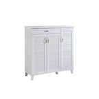Peony Shoe Cabinet in 3-Door 9 Layers Shelves and 1 Drawer in White Colour