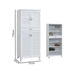 Peony Shoe Cabinet in 4-Door 6 Layers Shelves and 1 Drawer in White Colour