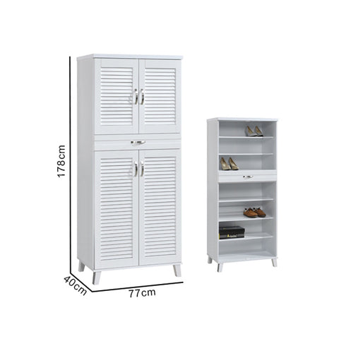 Image of Peony Shoe Cabinet in 5-Door 7 Layers Shelves and 1 Drawer in White Colour