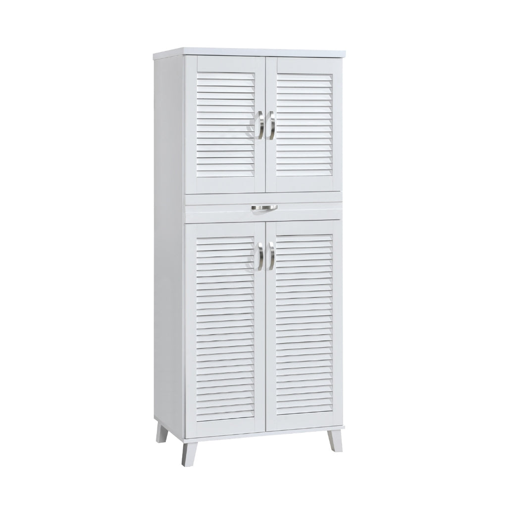 Peony Shoe Cabinet in 5-Door 7 Layers Shelves and 1 Drawer in White Colour