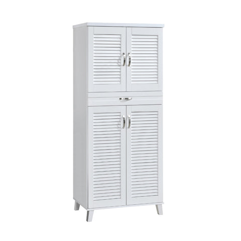 Image of Peony Shoe Cabinet in 5-Door 7 Layers Shelves and 1 Drawer in White Colour