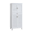 Peony Shoe Cabinet in 4-Door 6 Layers Shelves and 1 Drawer in White Colour