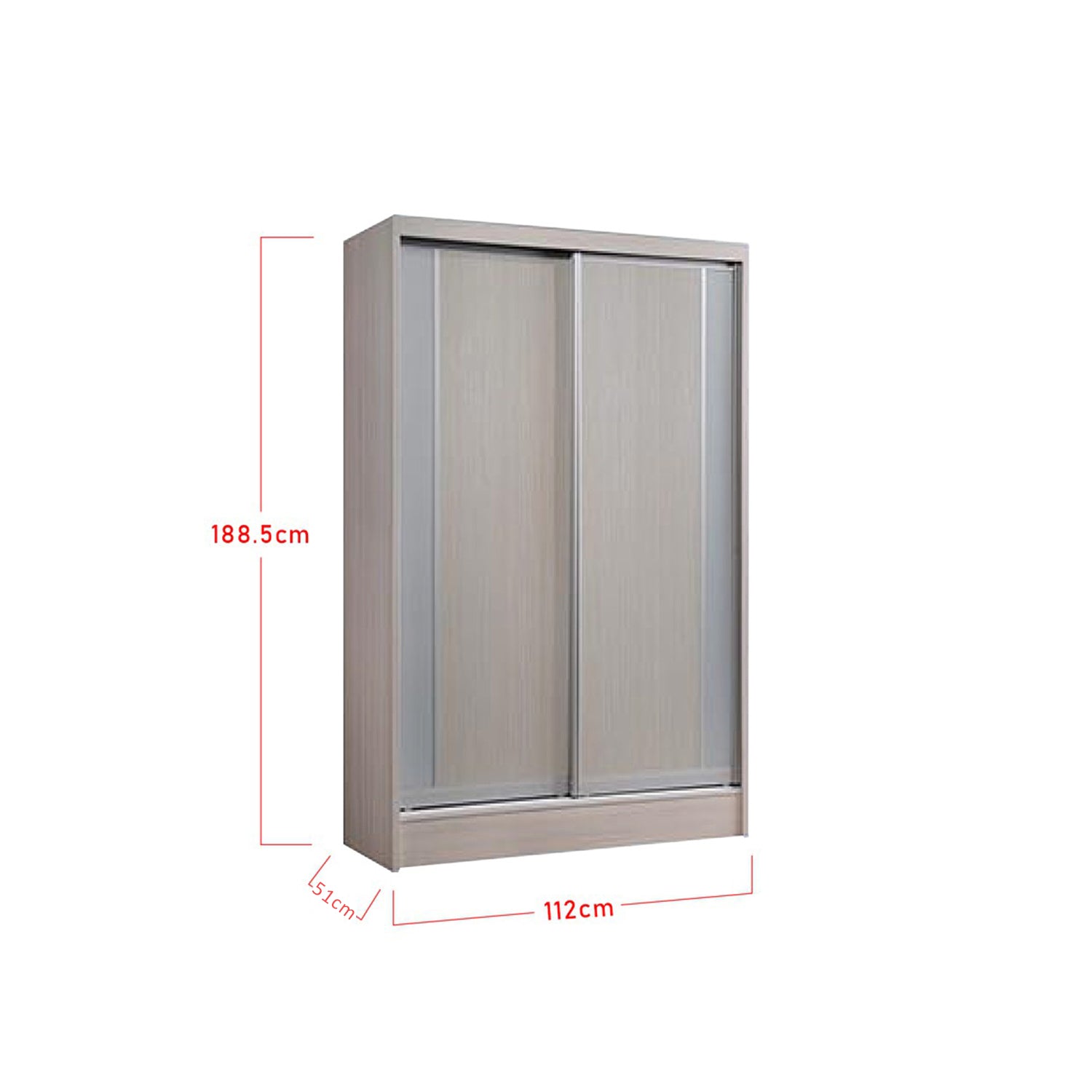 Tatum Series 3 4 Ft. Wooden Sliding Door Wardrobe In White Wash