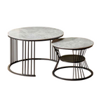 Tilly Premium Coffee Center Table Steel Metal Leg + Marble Ceramic Top - 2 Colors