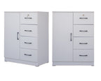 Umin 4 Premium Chest of Drawers with Door Cabinet Storage Full Laminated Back Panel in 2 Colour