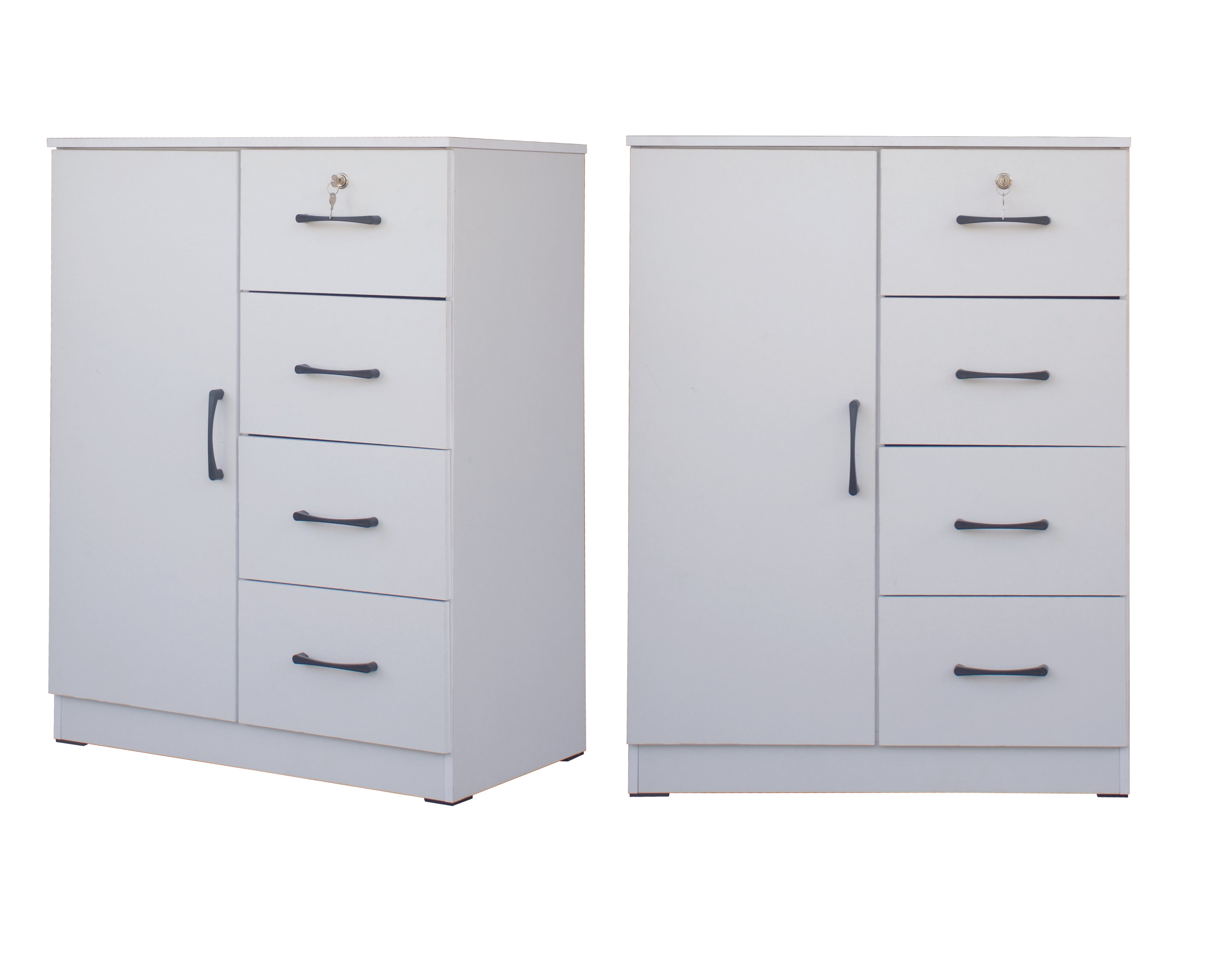 Umin 4 Premium Chest of Drawers with Door Cabinet Storage Full Laminated Back Panel in 2 Colour