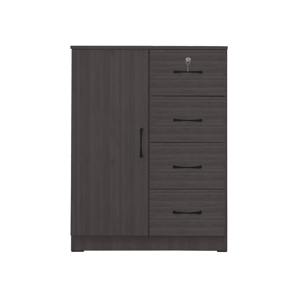 Umin 4 Premium Chest of Drawers with Door Cabinet Storage Full Laminated Back Panel in 2 Colour