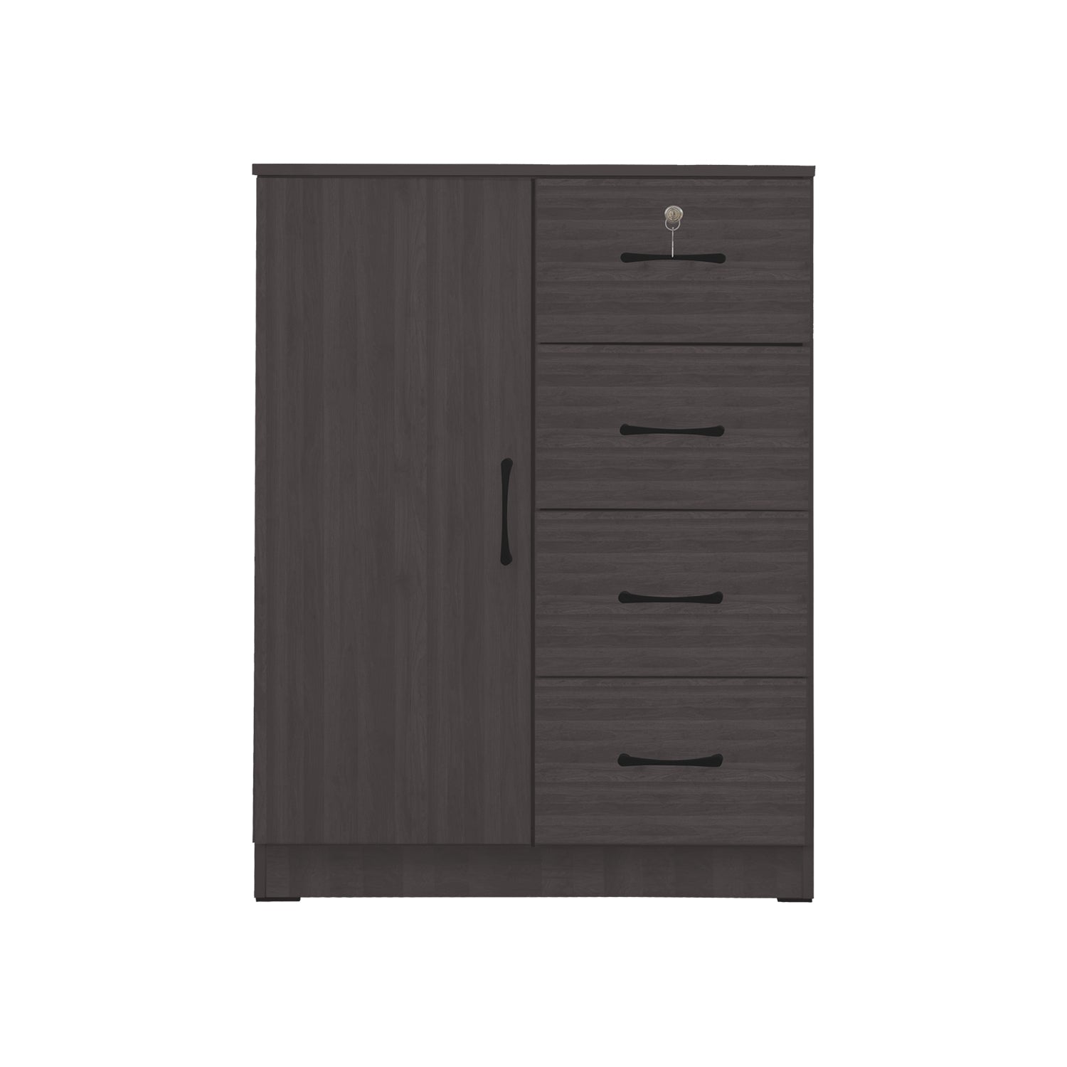 Umin 4 Premium Chest of Drawers with Door Cabinet Storage Full Laminated Back Panel in 2 Colour