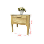 Barn Series Bedside Table In Natural Full Solid Rubber Wood (Fully Assembled)