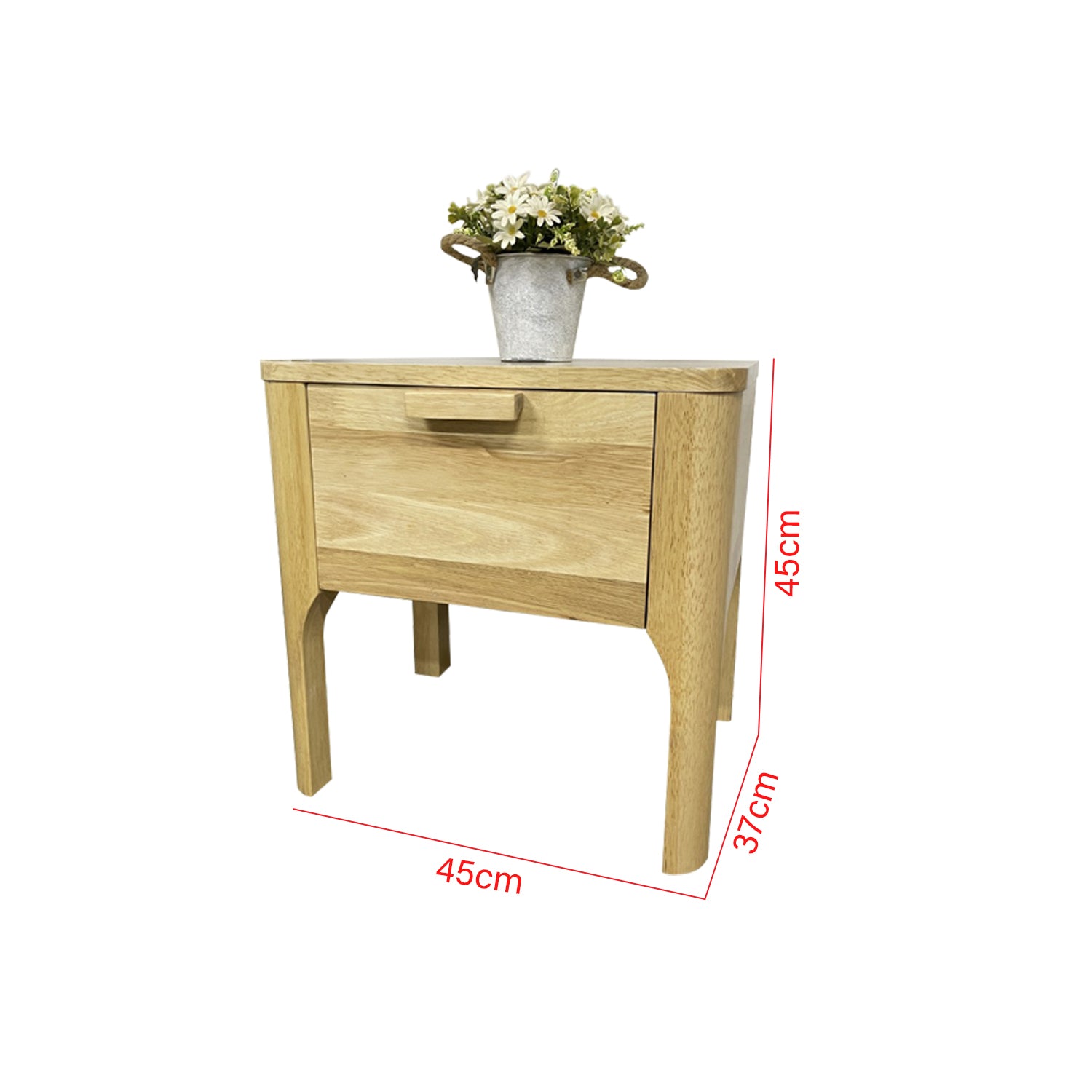 Barn Series Bedside Table In Natural Full Solid Rubber Wood (Fully Assembled)