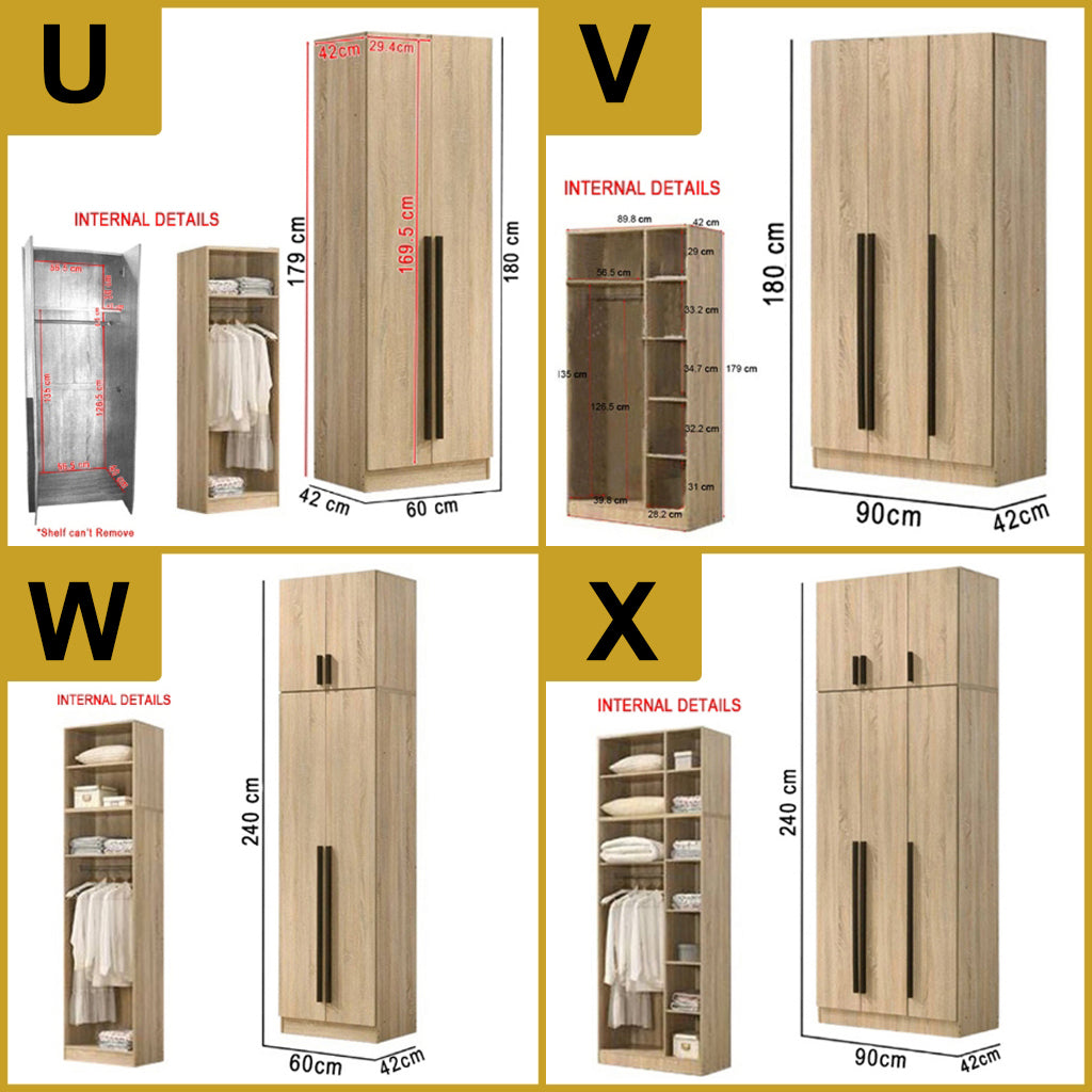 Wrilie Scratch Resistant Wardrobe 2/3 Doors With Drawers in 11 Models