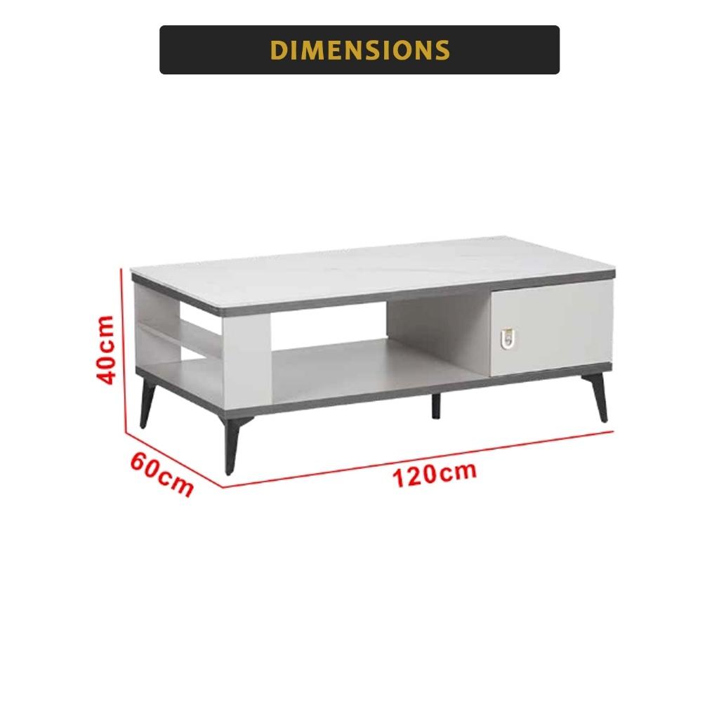 Ulani Premium Coffee Center Table Steel Metal Leg + Marble Ceramic Top