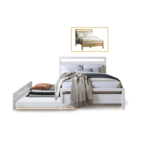 Image of Vinna Pull-Out Bed Single/Super Single Solid Rubberwood Bed Frame w/ Mattress Option