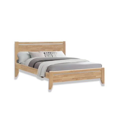 Image of Sylas Queen/King Solid Rubberwood Bed Frame in Natural Colour - With Mattress Option