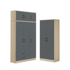Florence Series 1/2/3/4/5 Doors Tall Wardrobe with Drawers and Top Cabinet in Natural