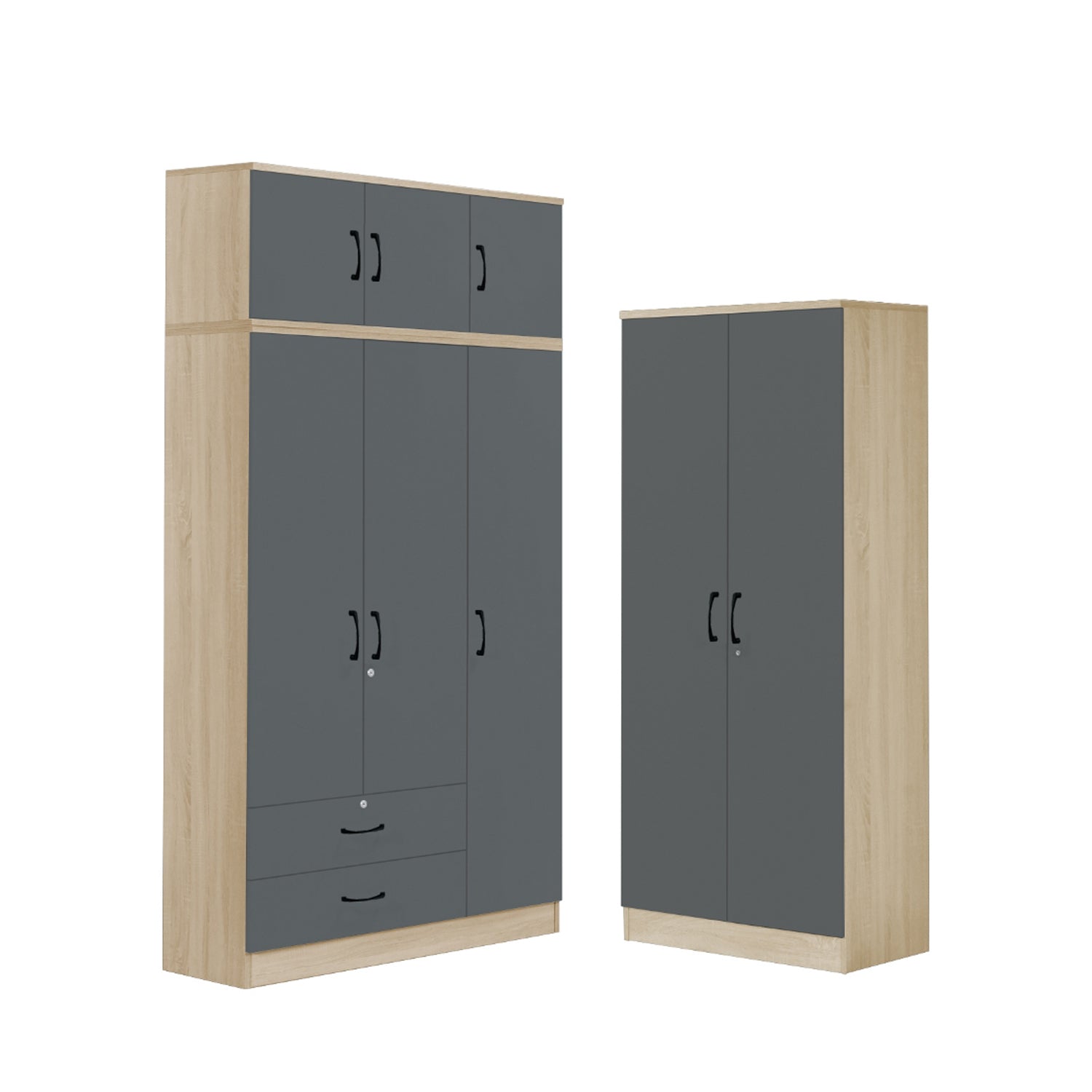 Florence Series 1/2/3/4/5 Doors Tall Wardrobe with Drawers and Top Cabinet in Natural