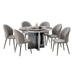 Mikko 1+6 Dining Set Marble Table with PU Leather Chair
