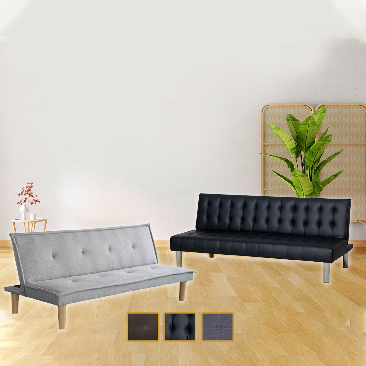 Kerry Fabric and Faux Leather Sofa Bed 3 Models Available