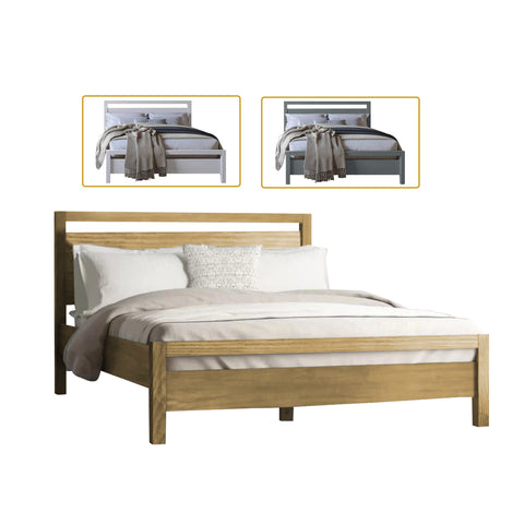 Image of Sinna Queen Solid Rubberwood Bed Frame w/ Underbed Space - With Mattress Option