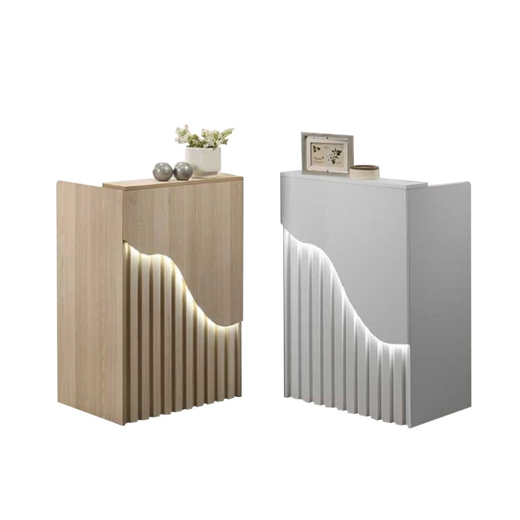 Sanvi Counter Table with Drawer with Lock & LED Lights in White or Natural Colour