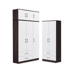 Rome Series 1/2/3/4/5 Doors Tall Wardrobe with Drawers and Top Cabinet in Walnut+White