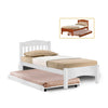 Zelan Pull-Out Bed Single, Super Single Solid Rubberwood Bed Frame w/ Mattress Option