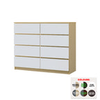 Ignite 8 Drawers Premium Chest of Drawers Full Laminated Back Panel in 6 Colours