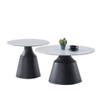 Shone 2 Pcs Set Elegant Sintered Stone Round Coffee Table