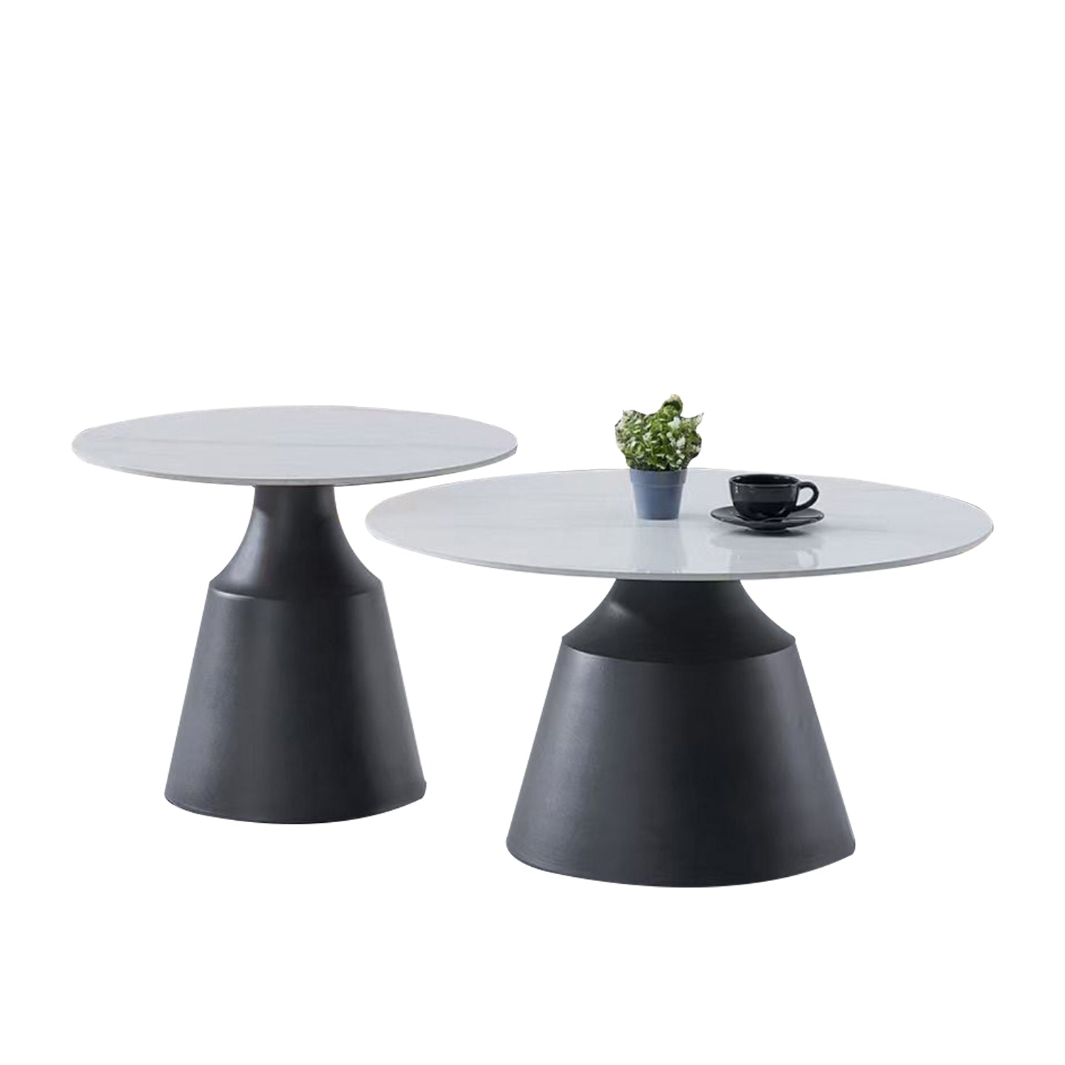 Shone 2 Pcs Set Elegant Sintered Stone Round Coffee Table