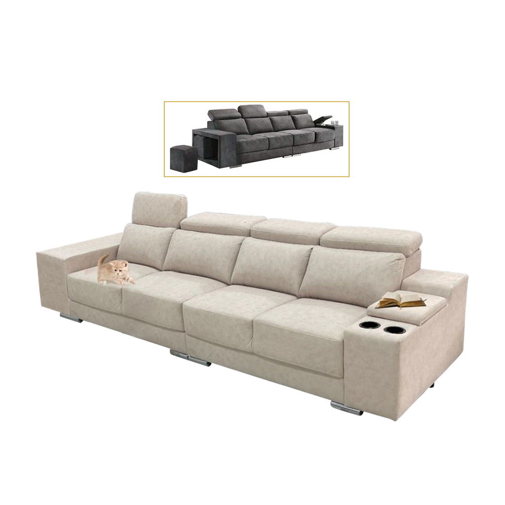 Manny 1/2/3/4-Seater Sofa with Stool Storage & Cup Holder w/ Pet-Friendly Option