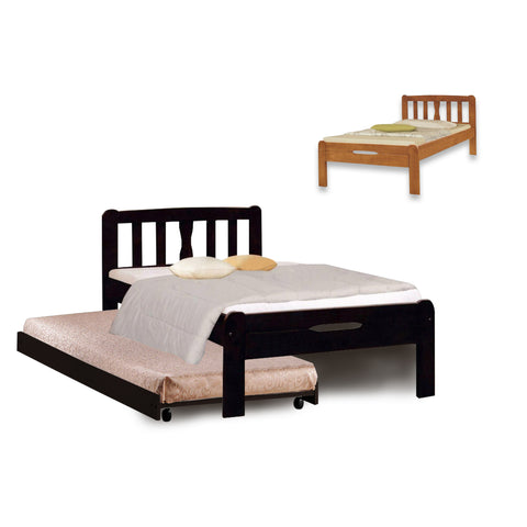 Image of Potty Pull-Out Bed Single/Super Single Solid Rubberwood BedFrame w/ Mattress Option