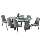 Lyron 1+6 Dining Set Marble Table with PU Leather Chair