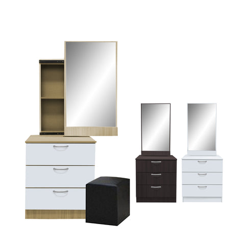 Image of Pratio Dressing Table With Free Stool Laminated Smooth Gliding Drawer In 6 Colours