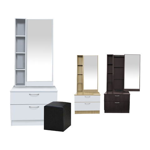 Image of Sirius Dressing Table With Free Stool Laminated Smooth Gliding Drawer In 6 Colours